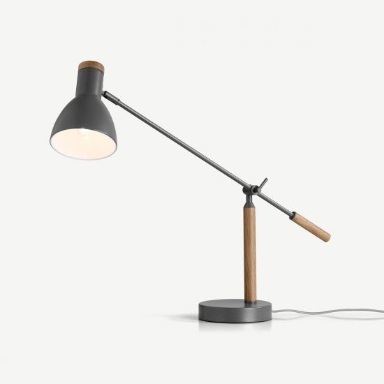 Cohen Deep Grey and American Oak Table Lamp