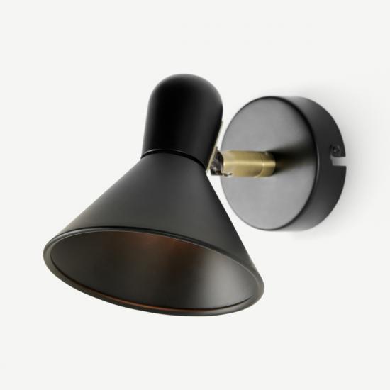 Ogilvy Matte Black & Antique Brass Spotlight Wall Lamp