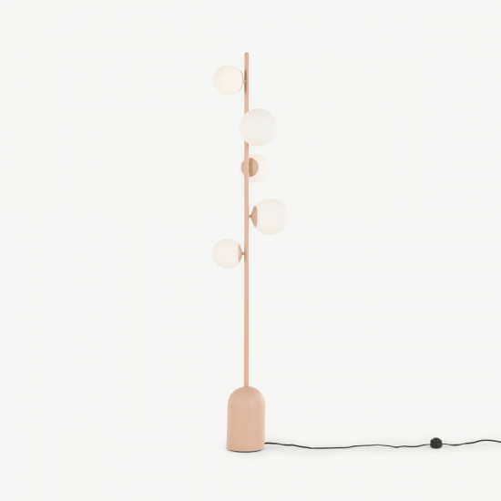 Vetro Dusty Nude Pink and Opal Glass Floor Lamp