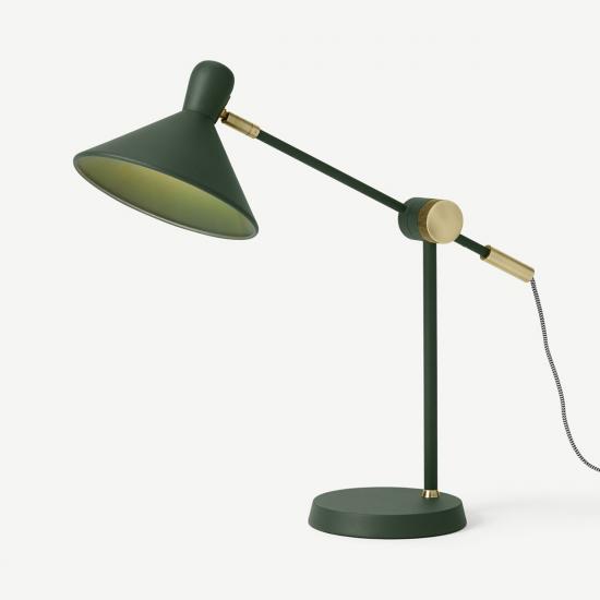 Ogilvy Green & Antique Brass Desk Table Lamp