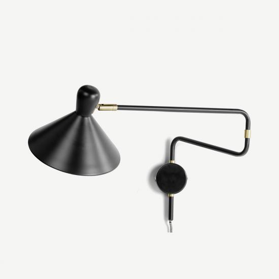 Ogilvy Black and Antique Brass Swing Arm Wall Lamp