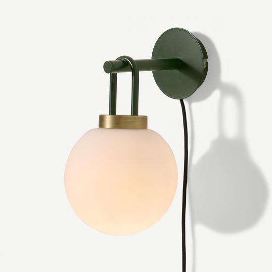 Nyro Green & Antique Brass Plug In Glass Wall Lamp