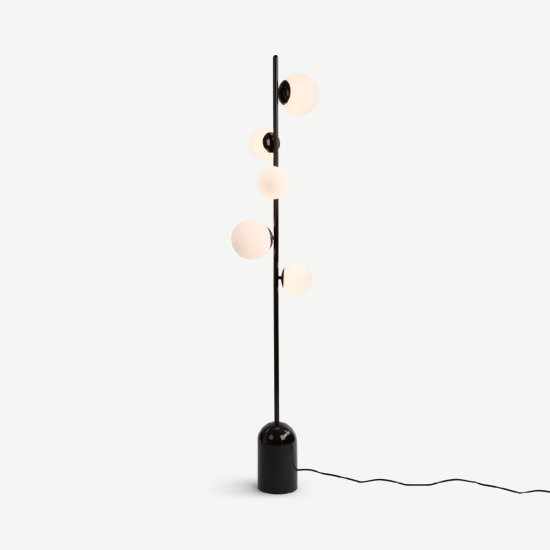 Vetro Black and Opal Glass Floor Lamp