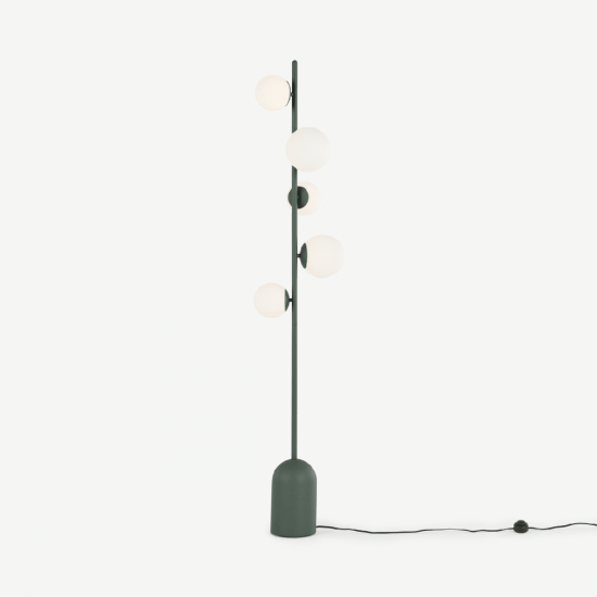 Vetro Peacock Green and Opal Glass Floor Lamp