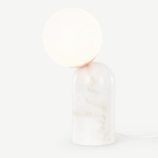 Vetro White Marble & Copper and Opal Glass Table Lamp