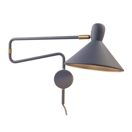 Ogilvy Flint Grey & Antique Brass Swing Arm Wall Lamp