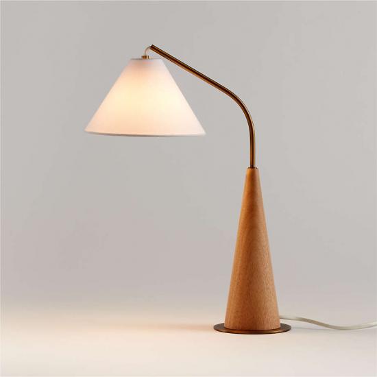 Gibson Metal and Natural Wood Table Lamp