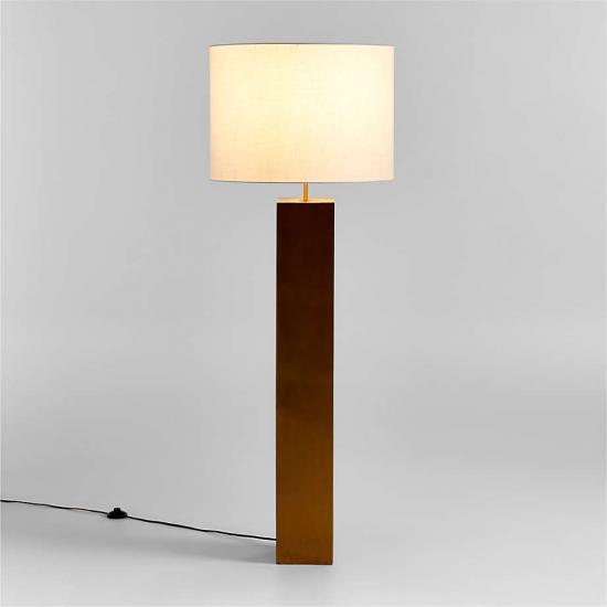 Folie Brass Square Floor Lamp with Drum Shade