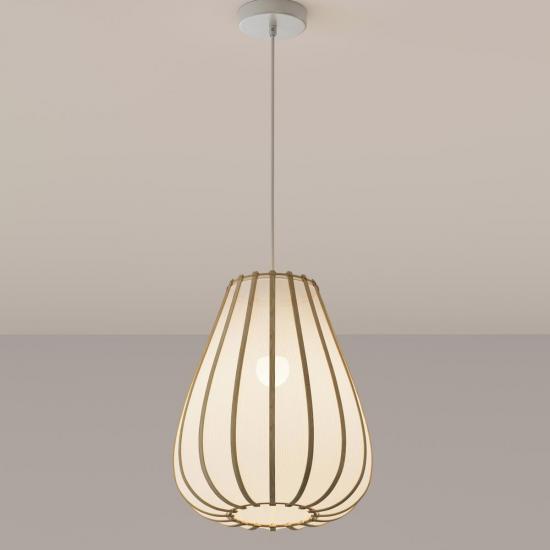 Salma Natural Bamboo & Soft Textile Pendant Light