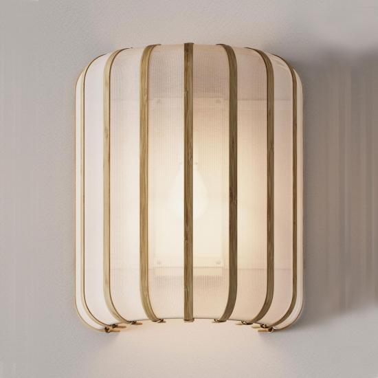 Salma Natural Bamboo & White Soft Textile Wall Light