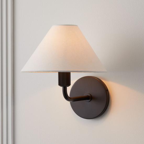 Beatrix Dark Bronze Linen Shade Sconce