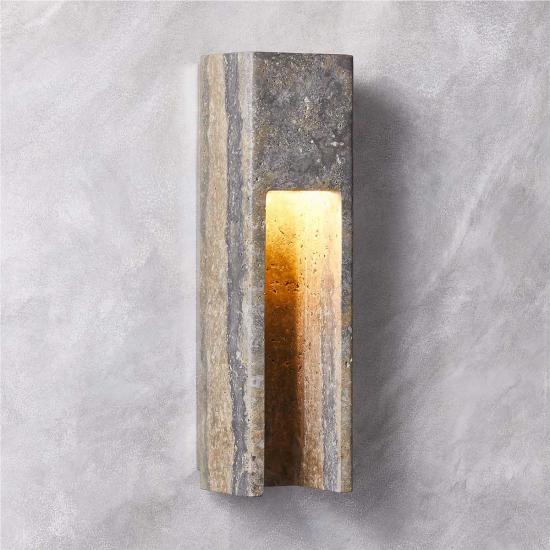 Graziano Indoor/Outdoor Dark Grey Travertine Wall Sconce