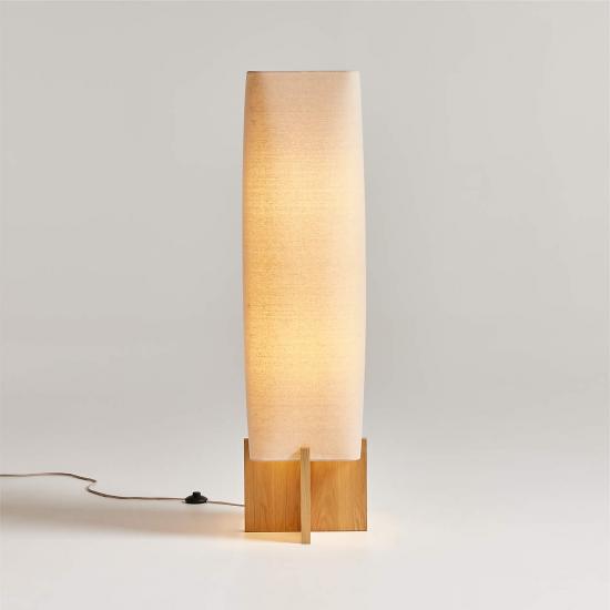 Toro Wood Floor Lamp with Woven Shade